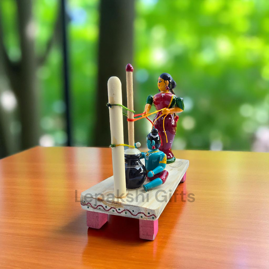 Etikoppaka Buttermilk Making Lady with Krishna Set