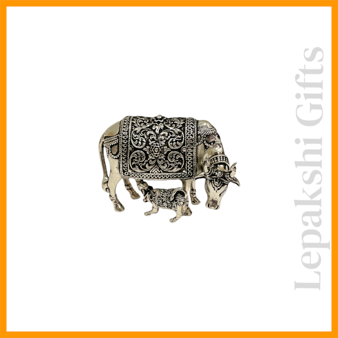 Antique German Silver Cow and Calf